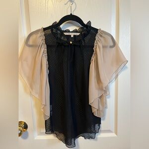 RACHEL Rachel Roy Black and Cream Sheer Blouse